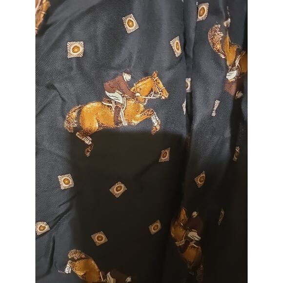 Vintage 90s Chaus Black Equestrian AOP Pleated Casual Midi Skirt Womans Size 8 - Picture 4 of 8